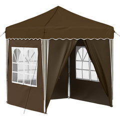 Pop-up Party Tent 195 x 194 x 245 cm Oxford Fabric with 4 Sidewalls Taupe