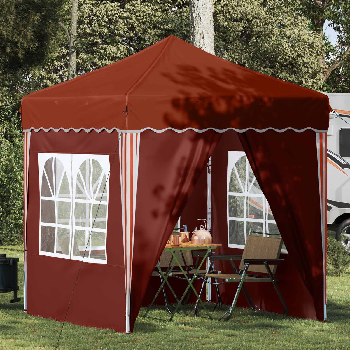 Pop-up Party Tent 195 x 194 x 245 cm Oxford Fabric with 4 Sidewalls Terracotta