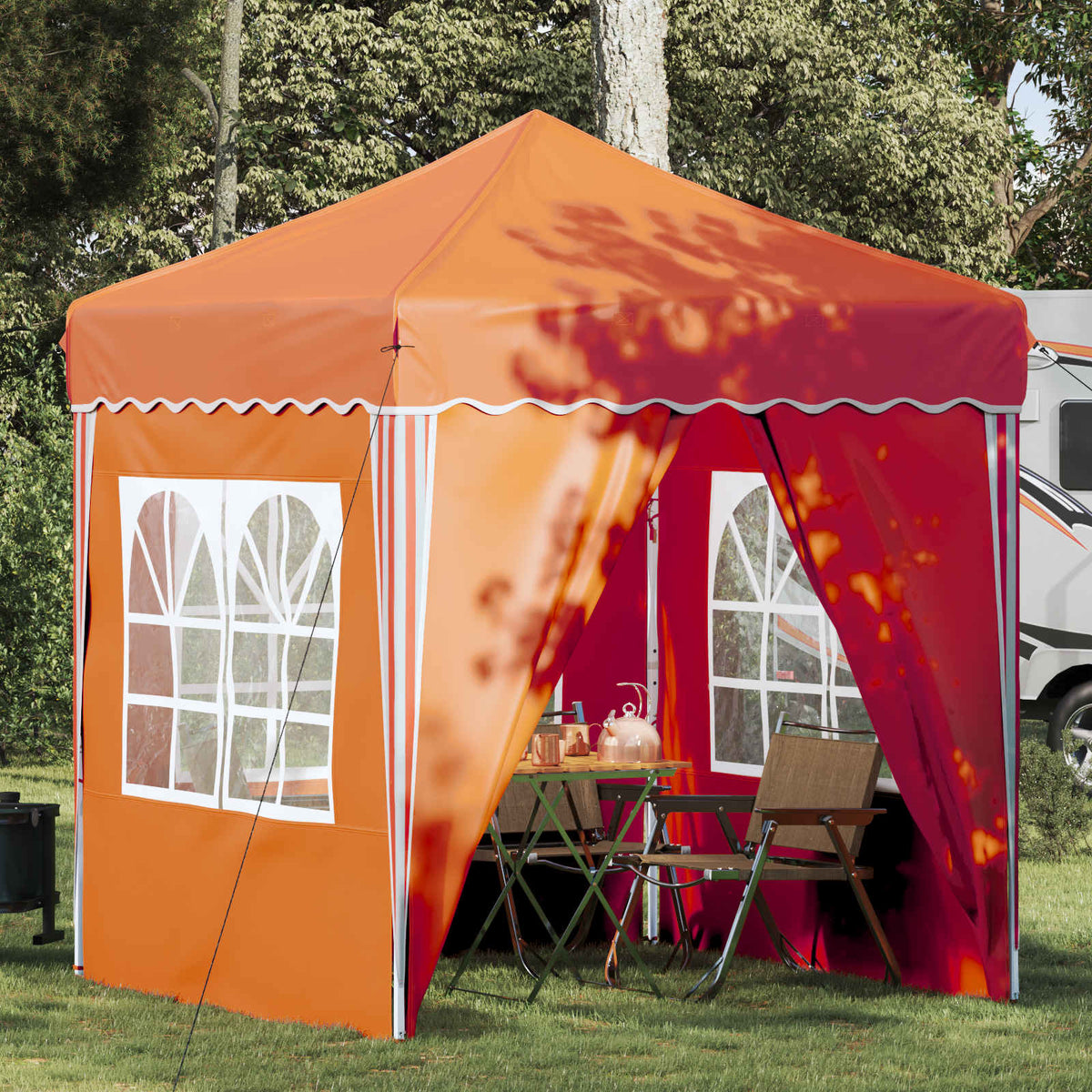 Pop-up Party Tent 195 x 194 x 245 cm Oxford Fabric with 4 Sidewalls Orange