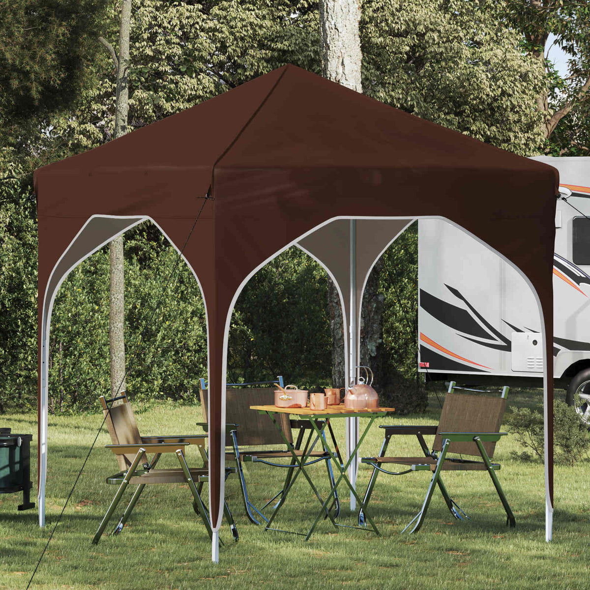 Pop-up Party Tent 194 x 194 x 245 cm without Sidewall Brown
