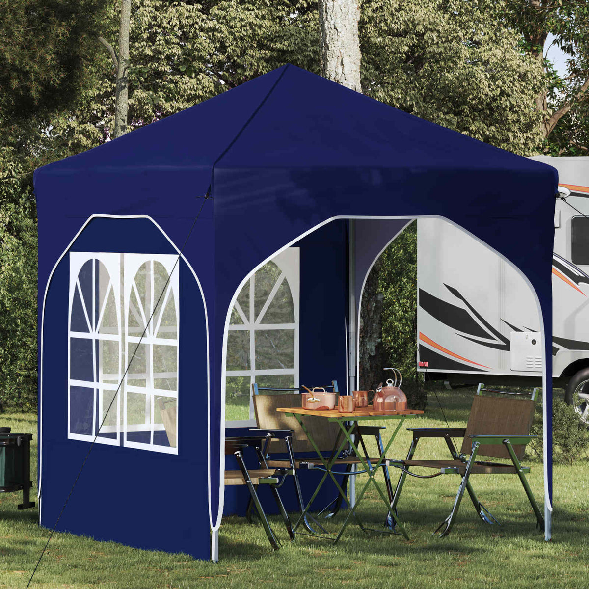 Pop-up Party Tent 192 x 192 x 245 cm with 2 Sidewalls Blue