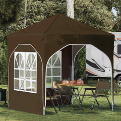 Pop-up Party Tent 192 x 192 x 245 cm with 2 Sidewalls Taupe