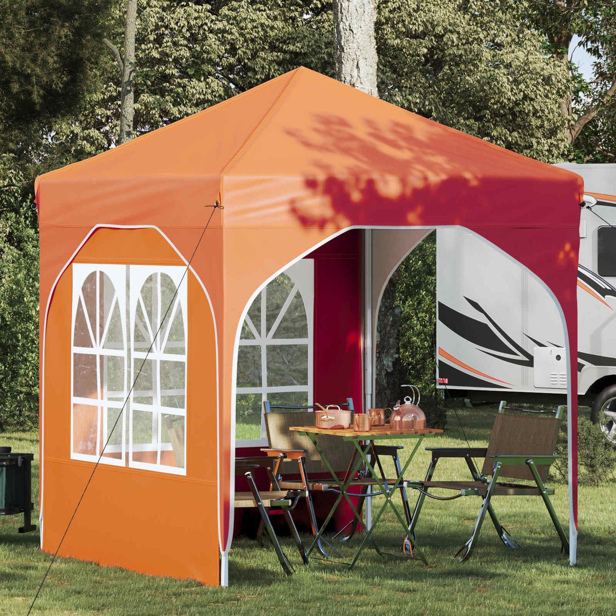 Pop-up Party Tent 192 x 192 x 245 cm with 2 Sidewalls Orange