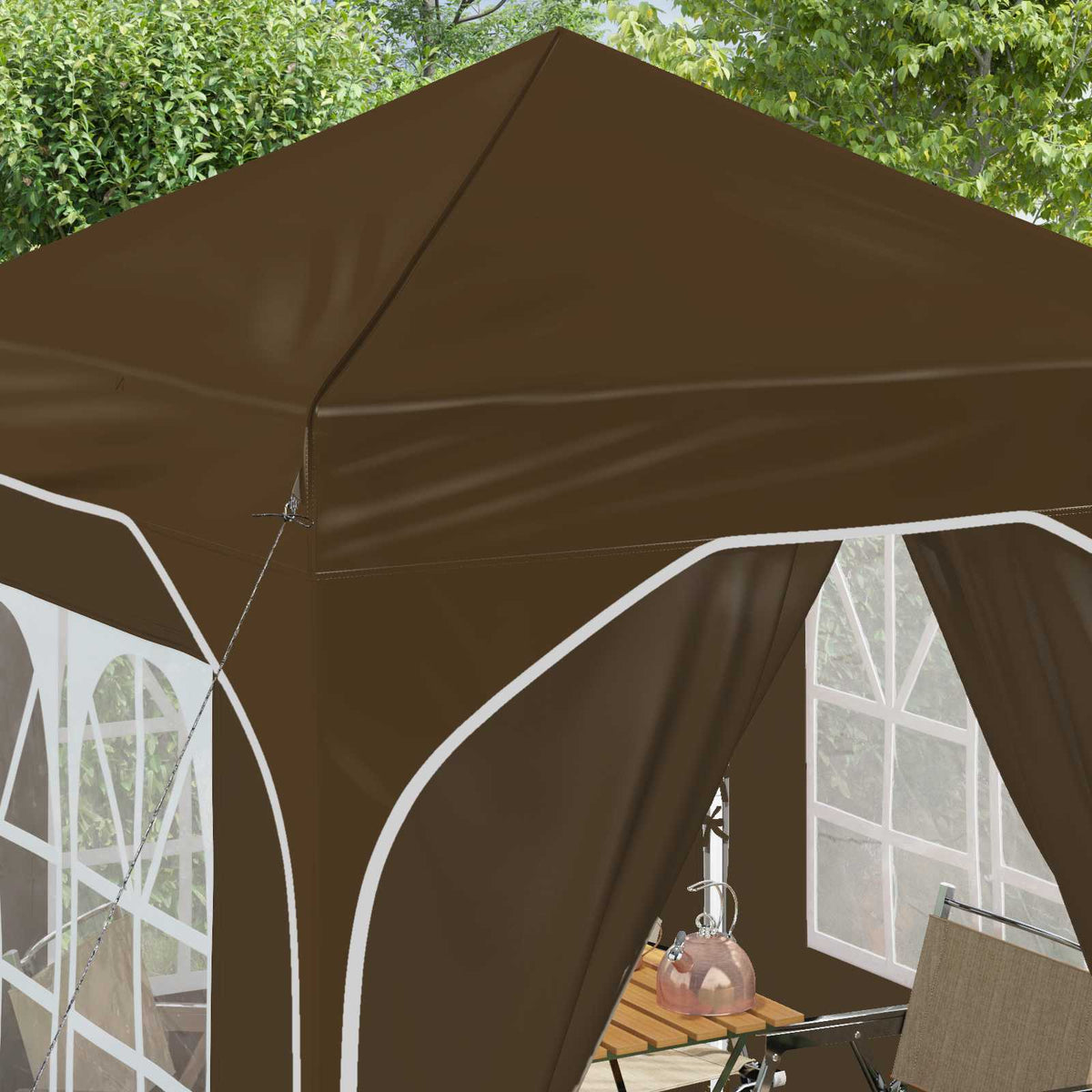 Pop-up Party Tent 192 x 192 x 245 cm with 4 Sidewalls Taupe