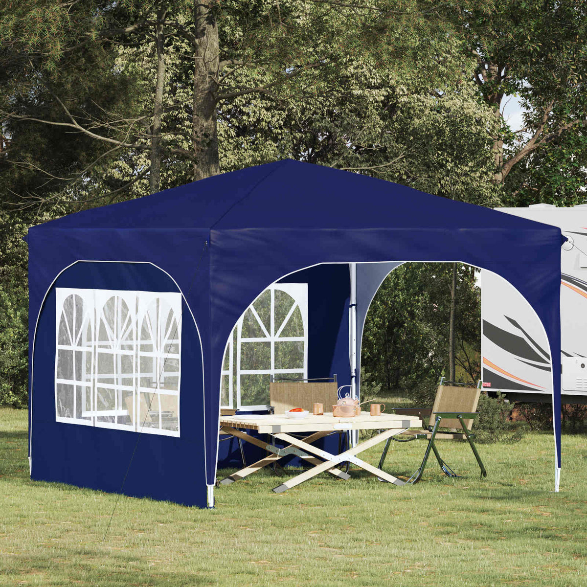 Pop-up Party Tent 290 x 290 x 245 cm with 2 Sidewalls Blue