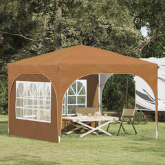 Pop-up Party Tent 290 x 290 x 245 cm with 2 Sidewalls Beige