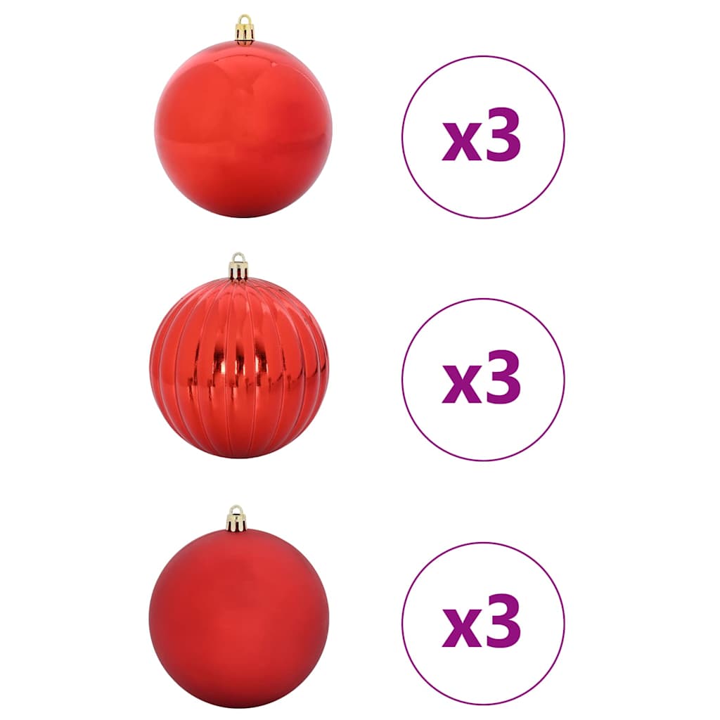 vidaXL Christmas Bauble Set XL 9 pcs Red Ø 15 cm Plastic 3