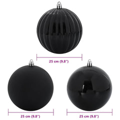 vidaXL Christmas Bauble Set XXL 3 pcs Black Ø 25 cm Plastic 5