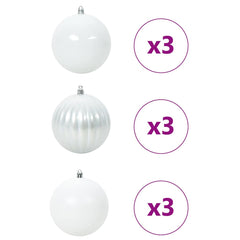 vidaXL Christmas Bauble Set XL 9 pcs White Ø 15 cm Plastic 3