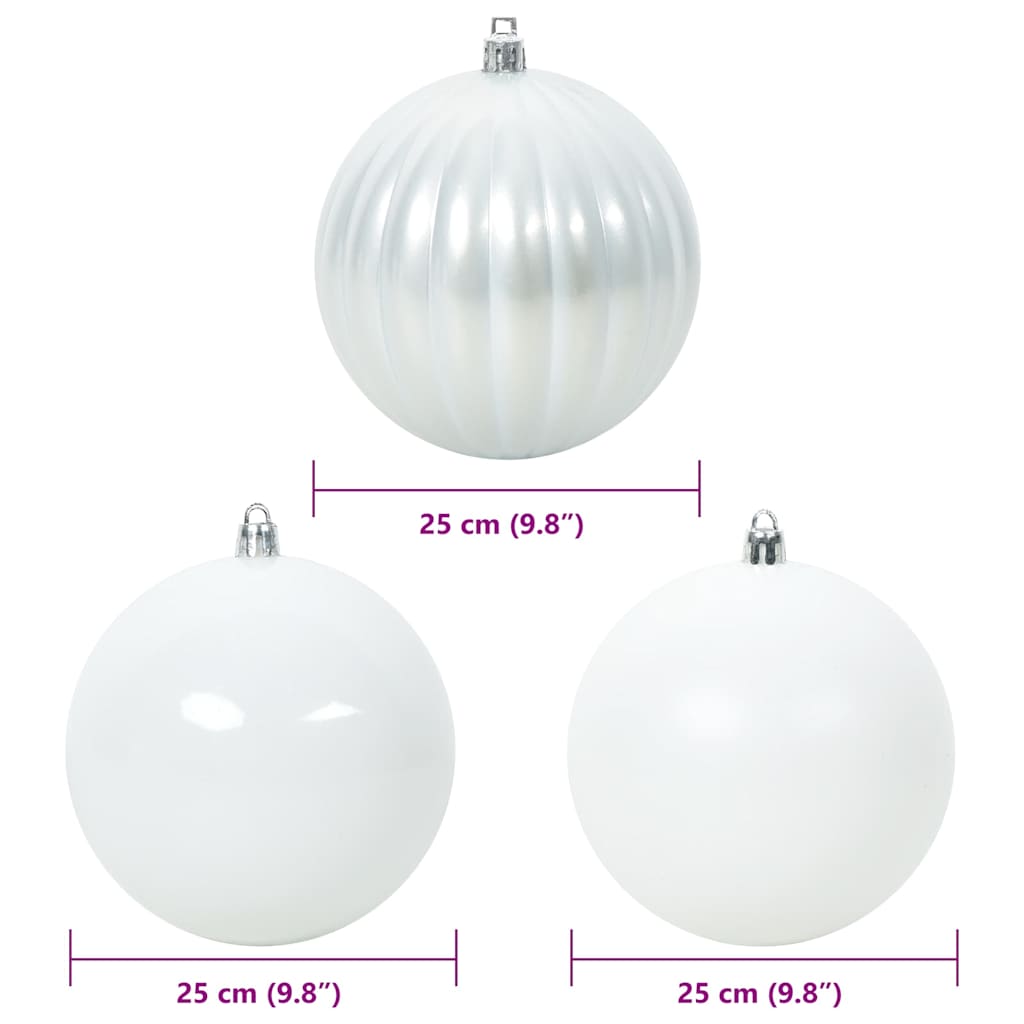 vidaXL Christmas Bauble Set XXL 3 pcs White Ø 25 cm Plastic 5