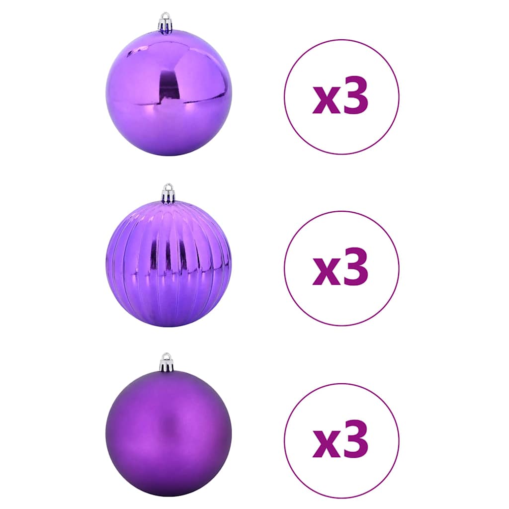vidaXL Christmas Bauble Set XL 9 pcs Lilac Ø 15 cm Plastic 3