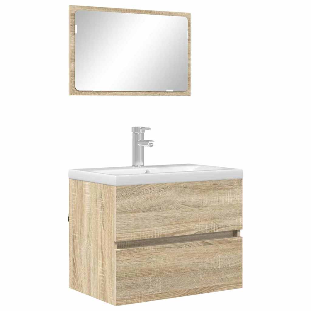 vidaXL Bathroom Furniture Set Sonoma Oak Engineered Wood 3