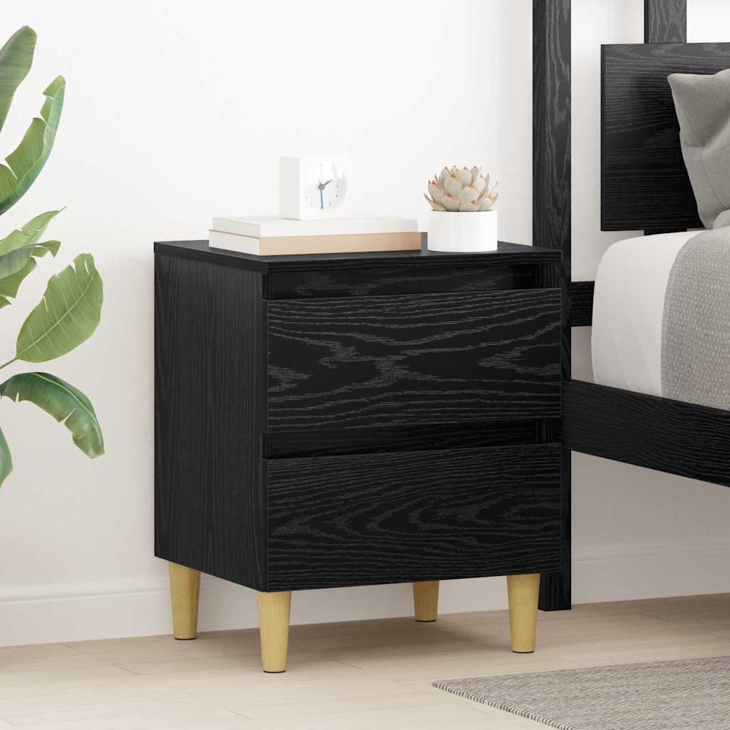 vidaXL Bed Cabinet Black Oak 40 x 35 x 50 cm Engineered Wood 1
