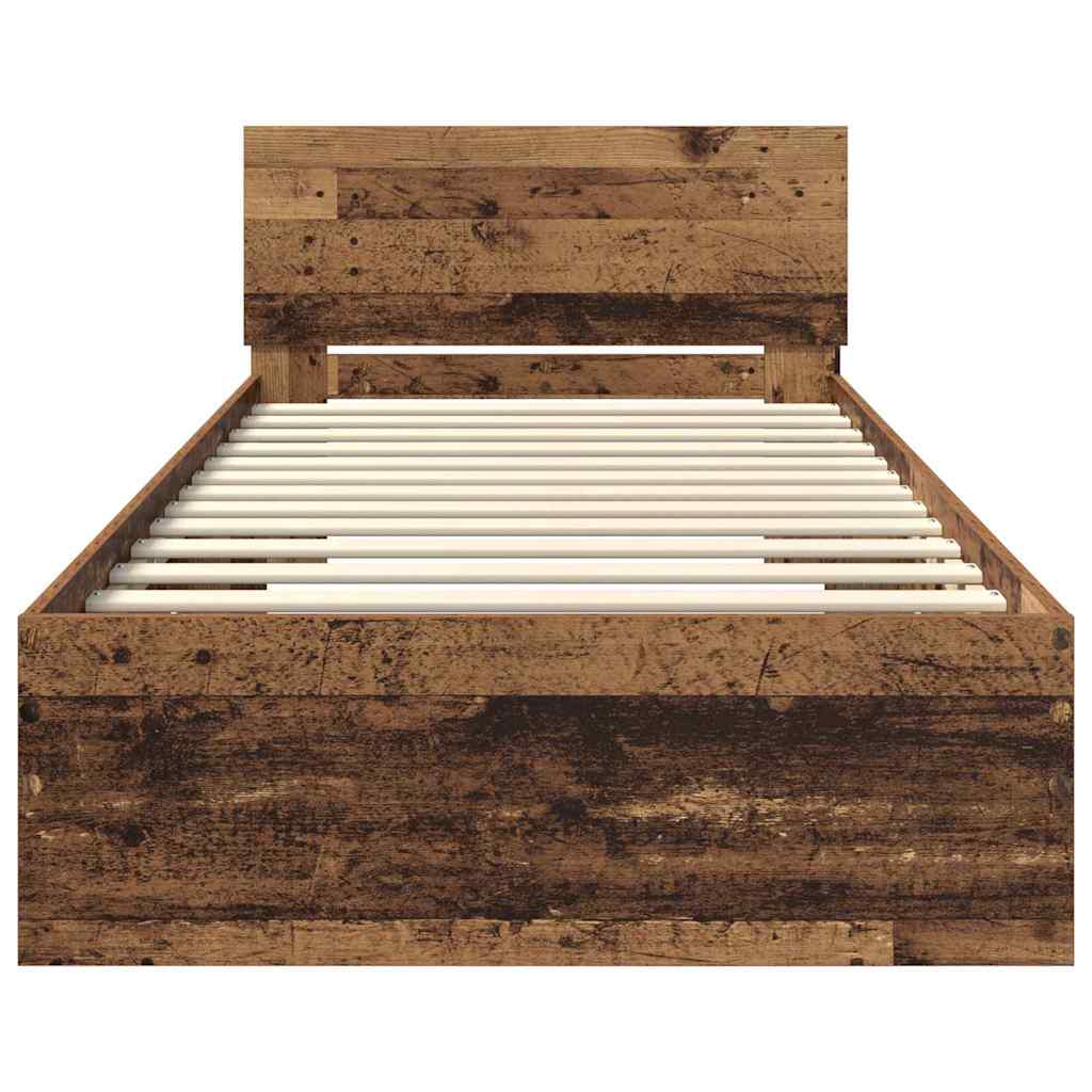 vidaXL Bed Frame with Headboard Old Wood 90 x 200 cm Engineered Wood 6