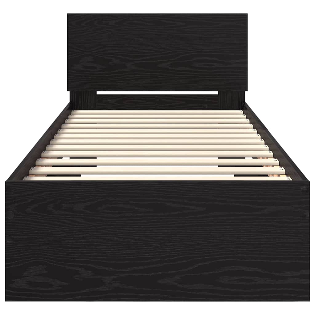 vidaXL Bed Frame with Headboard Black Oak 75 x 190 cm Engineered Wood 6