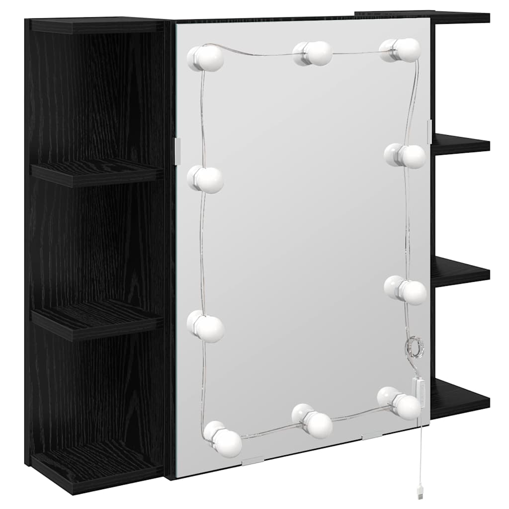 vidaXL Mirror Cabinet Black Oak 70 x 16.5 x 60 cm Engineered Wood 2