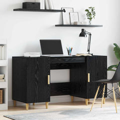 Desk 140x50x75 cm Engineered Wood Black oak