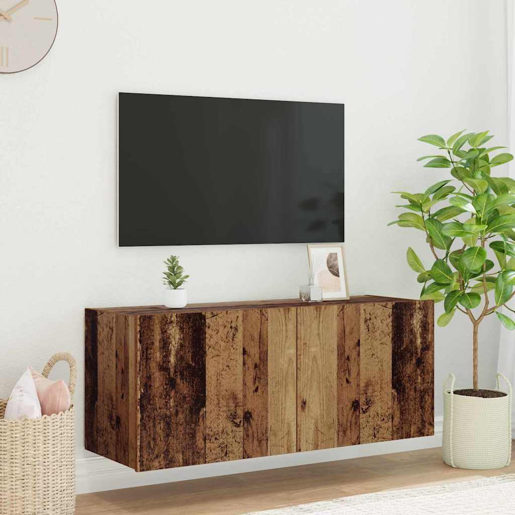 vidaXL TV Wall Cabinet with LED Lights Width 100 cm
