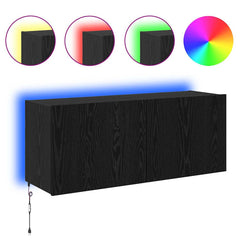 vidaXL TV Wall Cabinet Black Oak Engineered Wood 4