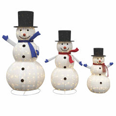 vidaXL Christmas Snowman Family 3 pcs Warm White 55 x 122 cm Fabric 2