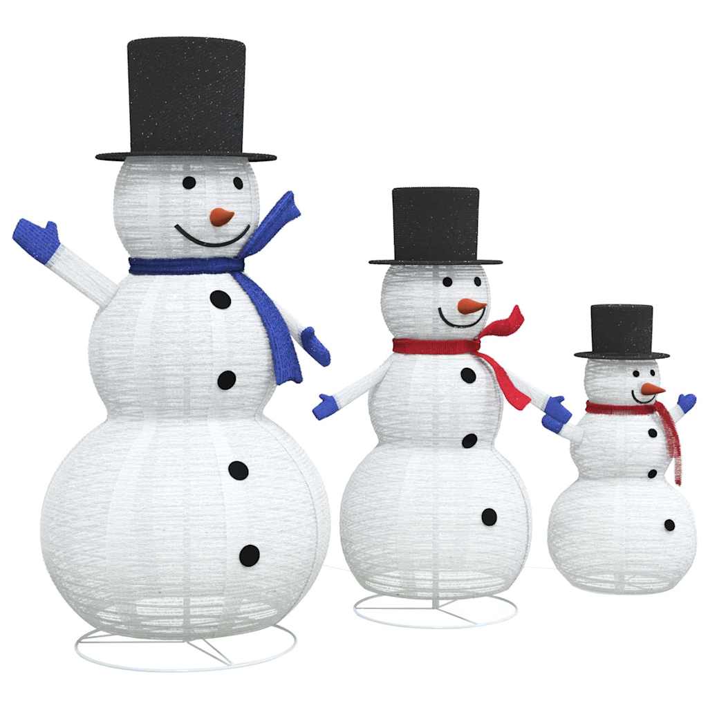 vidaXL Christmas Snowman Family 3 pcs Warm White 55 x 122 cm Fabric 4