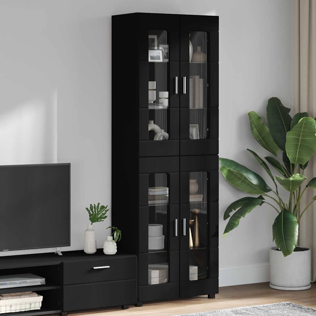 vidaXL Highboard FLORIN 60 x 35 x 182 cm Black Engineered Wood 1