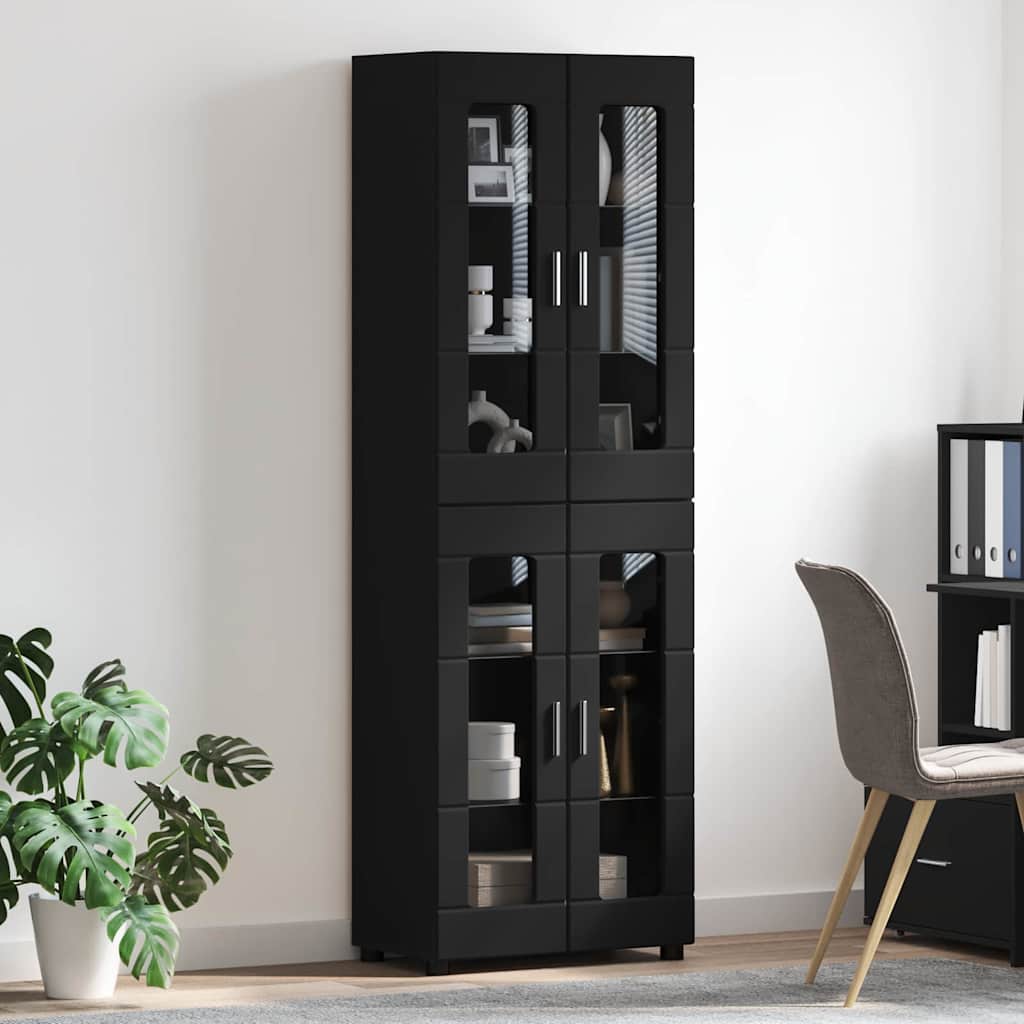 vidaXL Highboard FLORIN 60 x 35 x 182 cm Black Engineered Wood 4