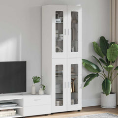 TV Cabinet Set FLORIN 3 pcs 150 x 39 x 30 cm High gloss white with 4 glass doors