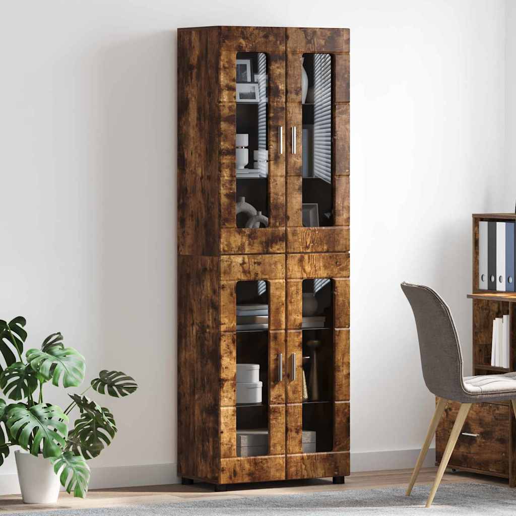 vidaXL Highboard FLORIN 60 x 35 x 182 cm Smoked Oak Engineered Wood 4