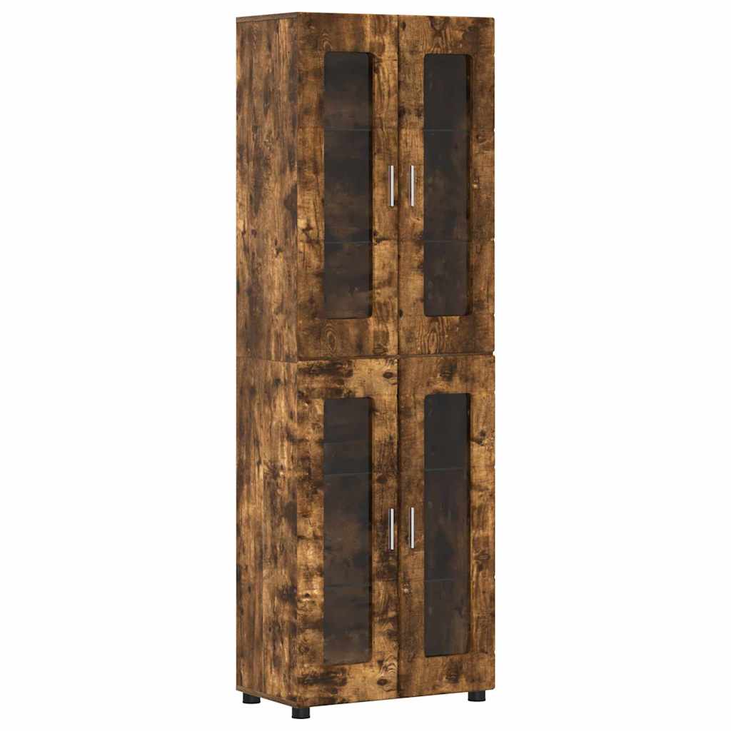 vidaXL Highboard FLORIN 60 x 35 x 182 cm Smoked Oak Engineered Wood 2
