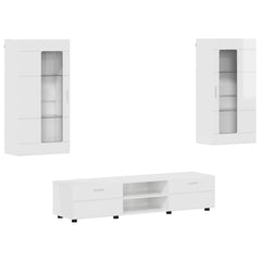 TV Cabinet Set FLORIN 3 pcs 150 x 39 x 30 cm High gloss white Wall cabinet +TV cabinet with 2 drawers