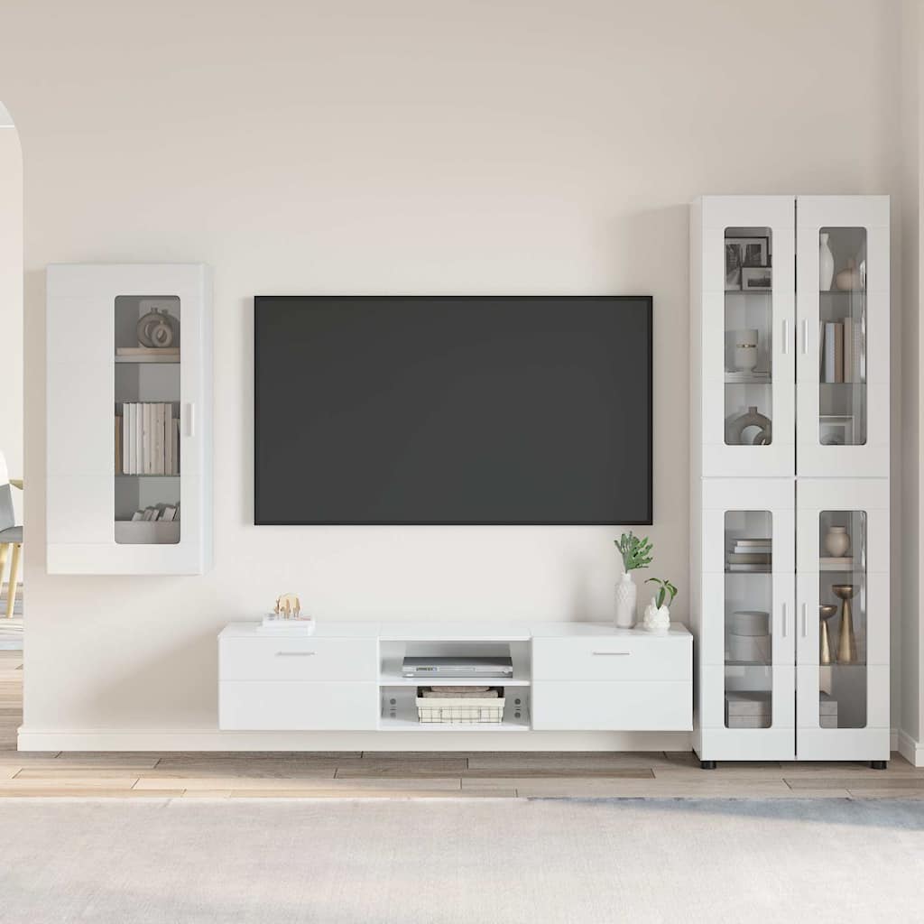 vidaXL TV Cabinet Set FLORIN 3 pcs 150 x 39 x 30 cm High Gloss White