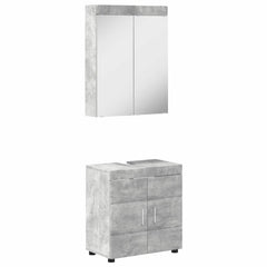 Bathroom Furniture Set TULUM 2 pcs 60 x 34 x 63 cm Sink Base +mirror Cabinet Concrete grey