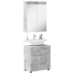 Bathroom Furniture Set TULUM 2 pcs 60 x 34 x 63 cm Sink Base +mirror Cabinet Concrete grey