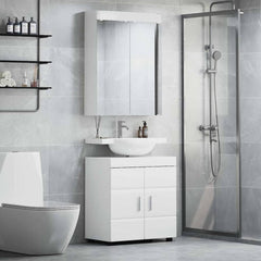 Bathroom Furniture Set TULUM 2 pcs 60 x 34 x 63 cm Sink Base +mirror Cabinet High gloss white
