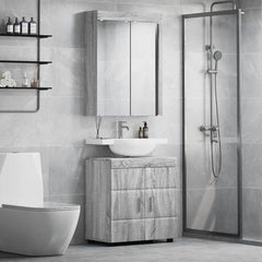 Bathroom Furniture Set TULUM 2 pcs 60 x 34 x 63 cm Sink Base +mirror Cabinet Grey sonoma