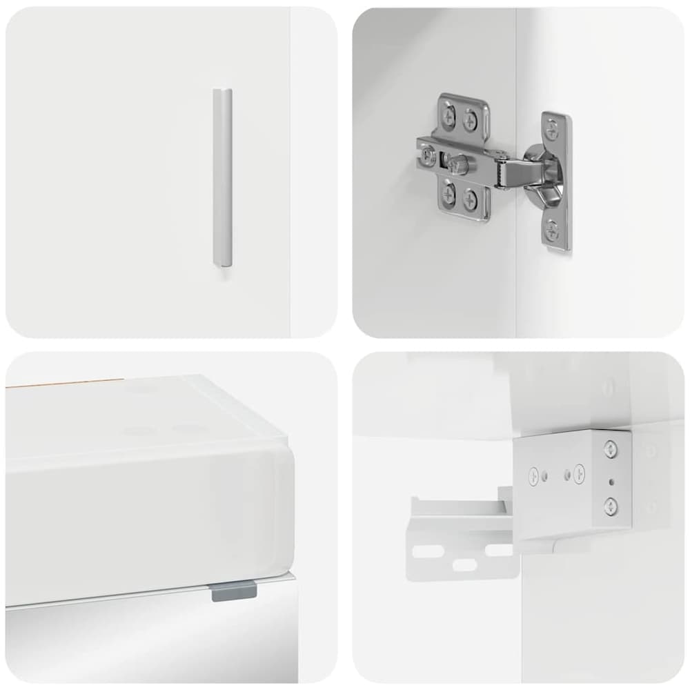 vidaXL Bathroom Furniture Set TULUM 3 pcs High Gloss White 4