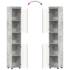 Bathroom Furniture Set TULUM 3 pcs 60 x 34 x 63 cm Sink Base +mirror Cabinet +tall Cabinet Concrete grey