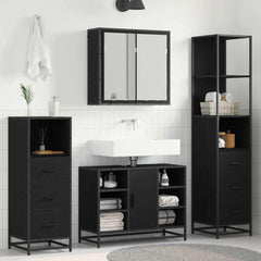 Bathroom Furniture Set 4 pcs Engineered Wood Black oak