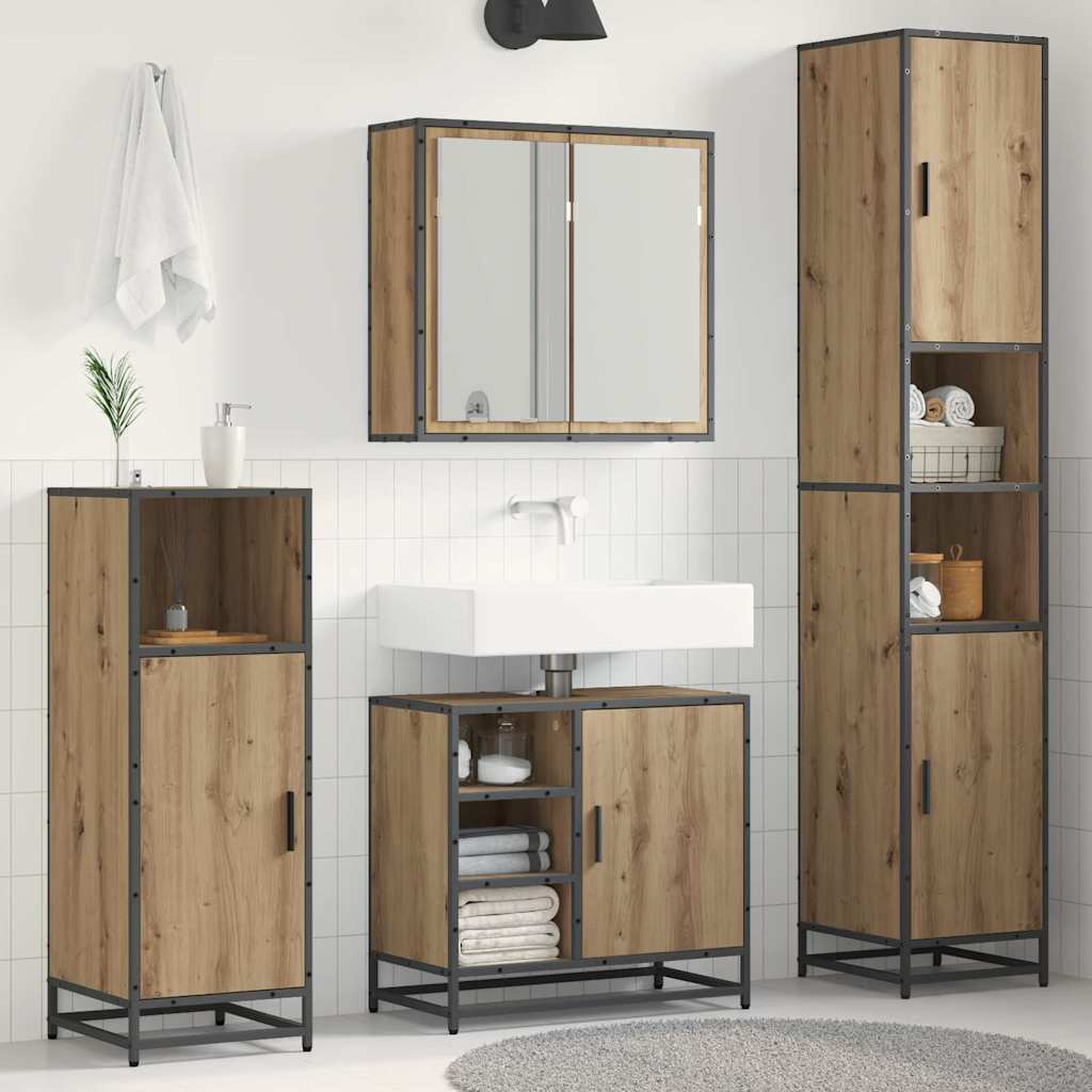 Bathroom Furniture Set 3 pcs 65 x 33 x 60 cm Artisan oak
