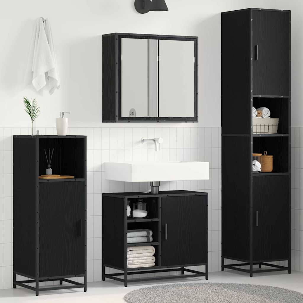 Bathroom Furniture Set 3 pcs 65 x 33 x 60 cm Black oak
