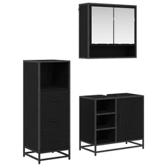 Bathroom Furniture Set 3 pcs Engineered Wood Black oak