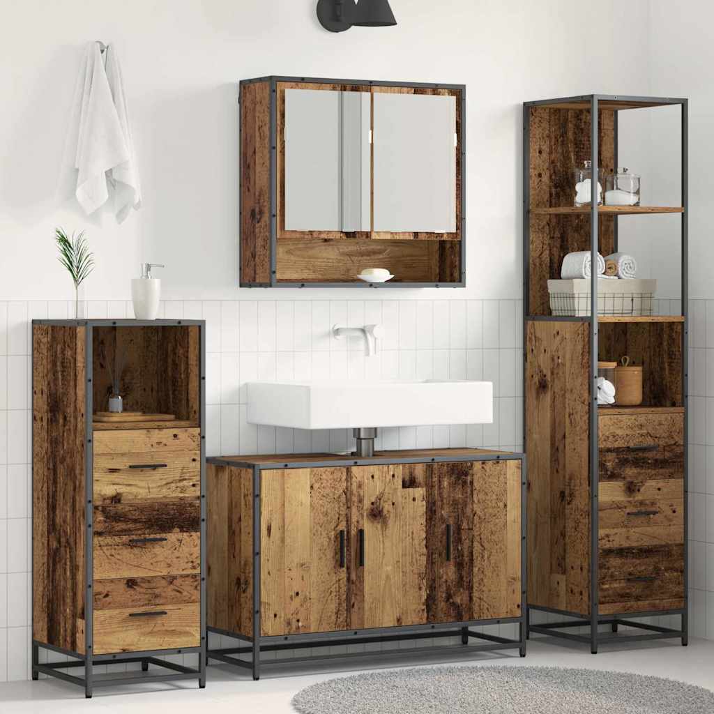 Bathroom Furniture Set 3 pcs Engineered Wood Old wood