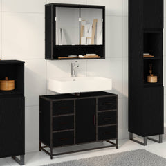 Bathroom Furniture Set 2 pcs Engineered Wood Black oak