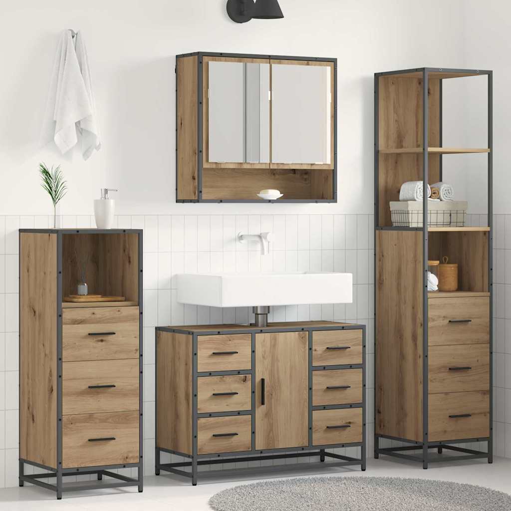 Bathroom Furniture Set 3 pcs Engineered Wood Artisan oak