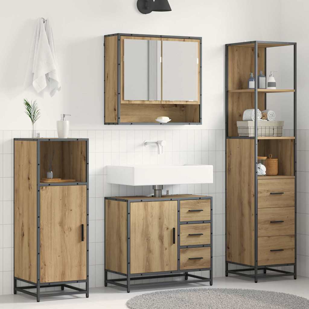 Bathroom Furniture Set 3 pcs Engineered Wood Artisan oak