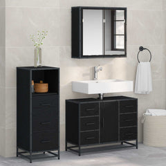 Bathroom Furniture Set 3 pcs Engineered Wood Black oak
