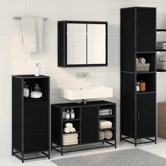 Bathroom Furniture Set 3 pcs 80 x 33 x 60 cm Black oak