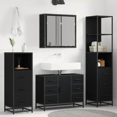Bathroom Furniture Set 4 pcs Engineered Wood Black oak