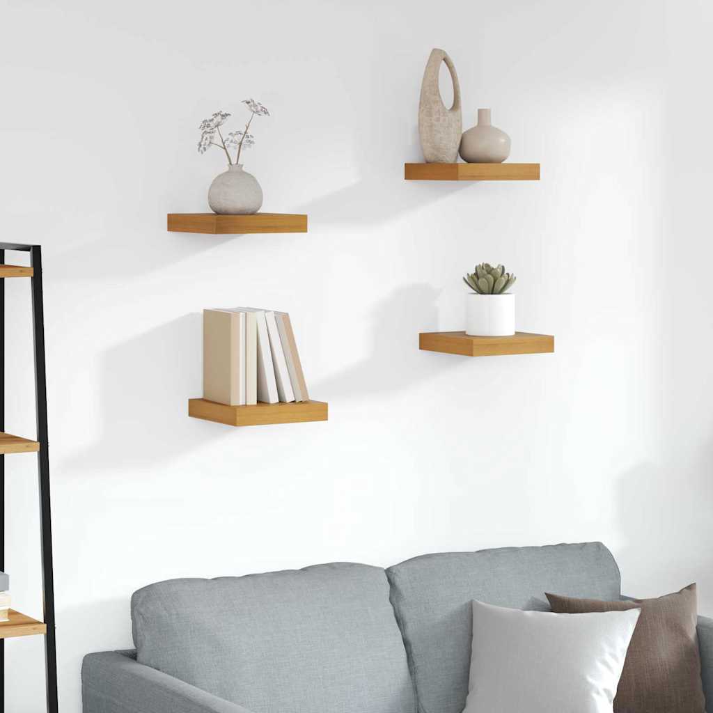vidaXL Wall Shelf 4 pcs Brown 23 x 23.5 x 3.8 cm Engineered Wood 1